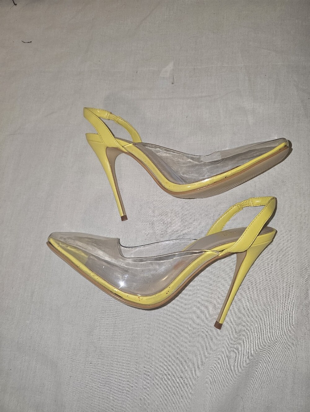 ALDO Yellow Clear PVC Slingback Stiletto Heels Pumps Size 7.5 - Picture 6 of 9